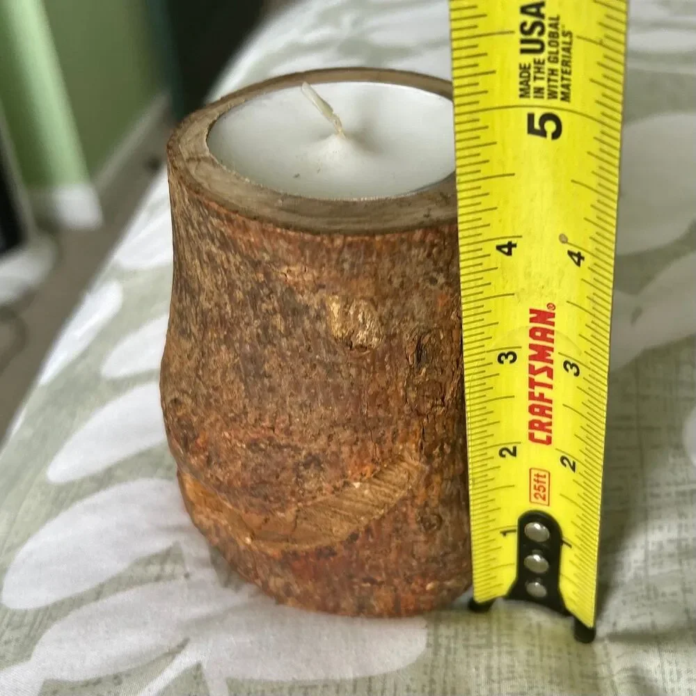 Rustic Wooden Bark Cabin Nature Woods Candle Accent Decor - Picture 8 of 9